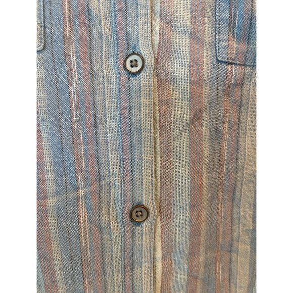 Vintage-Style Cloth and Stone Striped Button-Down Shirt Dress With Raw Hem & Bel - Picture 6 of 11